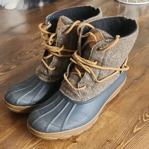 Sperry Gray and Tan Lace-Up Boots